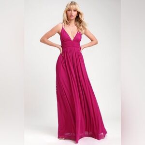 Lulus Heavenly Hues Magenta Maxi Dress Size S EUC